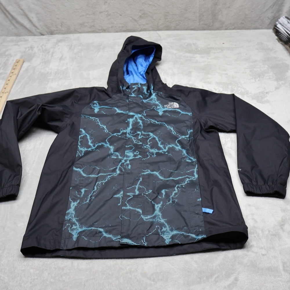 North Face Jacket Boys Medium 10/12 Black Resolve Reflective Waterproof Hooded
